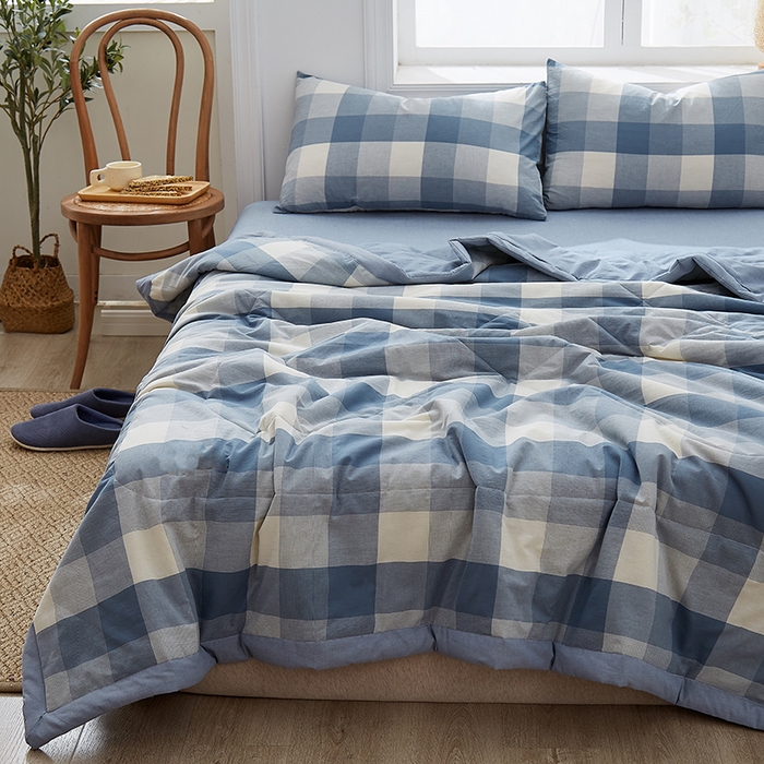 91家纺网 家纺一手货源 找家纺 格子铺 2026新款水洗棉格子系列棉花被夏被夏凉被空调被 秋月