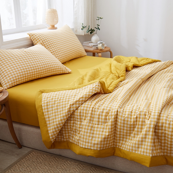 91家纺网 家纺一手货源 找家纺 格子铺 2026新款水洗棉格子系列棉花被夏被夏凉被空调被 桃生