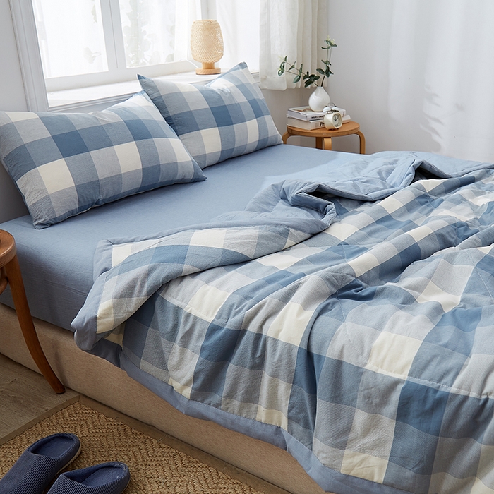 91家纺网 家纺一手货源 找家纺 格子铺 2026新款水洗棉格子系列棉花被夏被夏凉被空调被 秋月