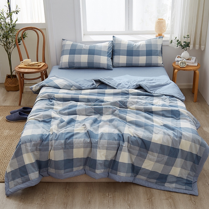 91家纺网 家纺一手货源 找家纺 格子铺 2026新款水洗棉格子系列棉花被夏被夏凉被空调被 秋月