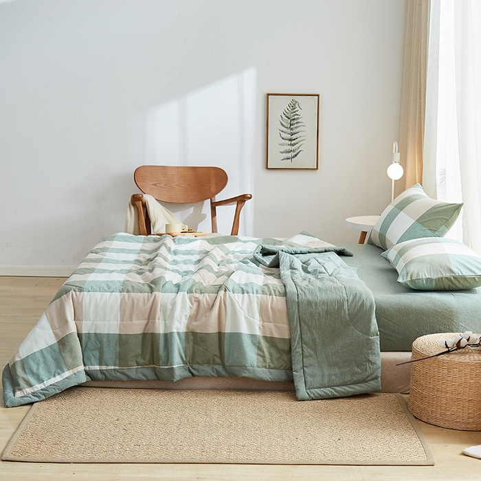 91家纺网 家纺一手货源 找家纺 格子铺 2026新款水洗棉格子系列棉花被夏被夏凉被空调被 浅草