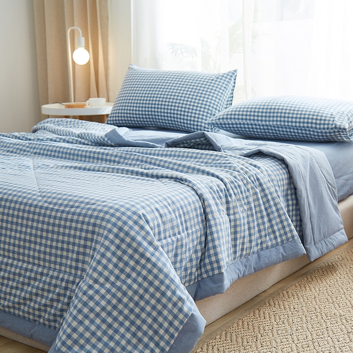 91家纺网 家纺一手货源 找家纺 格子铺 2026新款水洗棉格子系列棉花被夏被夏凉被空调被 欢乐