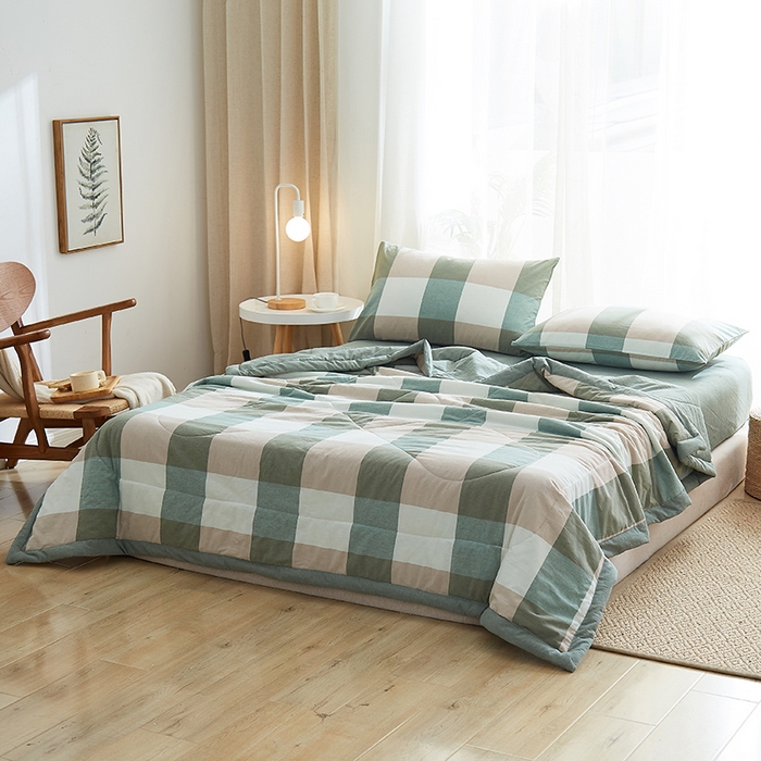 91家纺网 家纺一手货源 找家纺 格子铺 2026新款水洗棉格子系列棉花被夏被夏凉被空调被 浅草