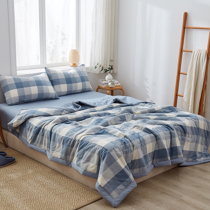 91家纺网 家纺一手货源 找家纺 格子铺 2026新款水洗棉格子系列棉花被夏被夏凉被空调被 秋月