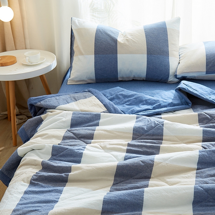 91家纺网 家纺一手货源 找家纺 格子铺 2026新款水洗棉格子系列棉花被夏被夏凉被空调被 独处