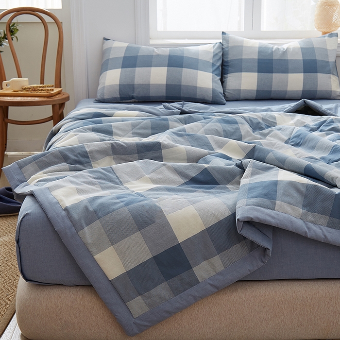 91家纺网 家纺一手货源 找家纺 格子铺 2026新款水洗棉格子系列棉花被夏被夏凉被空调被 秋月