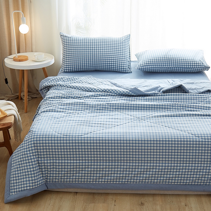 91家纺网 家纺一手货源 找家纺 格子铺 2026新款水洗棉格子系列棉花被夏被夏凉被空调被 欢乐