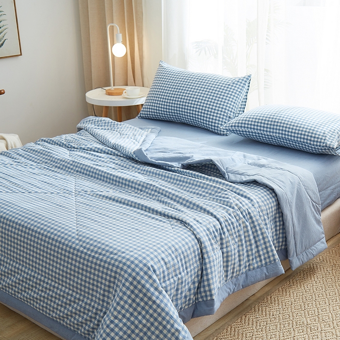 91家纺网 家纺一手货源 找家纺 格子铺 2026新款水洗棉格子系列棉花被夏被夏凉被空调被 欢乐