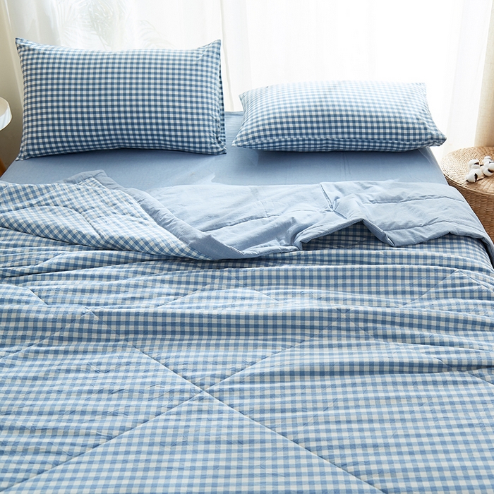 91家纺网 家纺一手货源 找家纺 格子铺 2026新款水洗棉格子系列棉花被夏被夏凉被空调被 欢乐