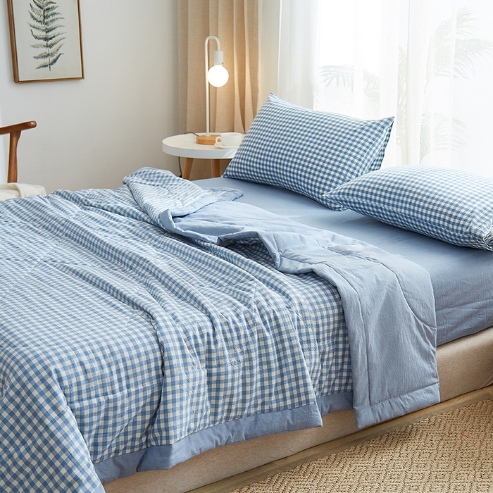 91家纺网 家纺一手货源 找家纺 格子铺 2026新款水洗棉格子系列棉花被夏被夏凉被空调被 欢乐