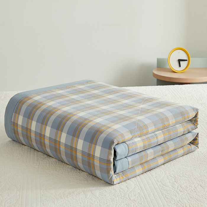 格子铺 2026新款水洗棉格子系列棉花被夏被夏凉被空调被 简兮蓝