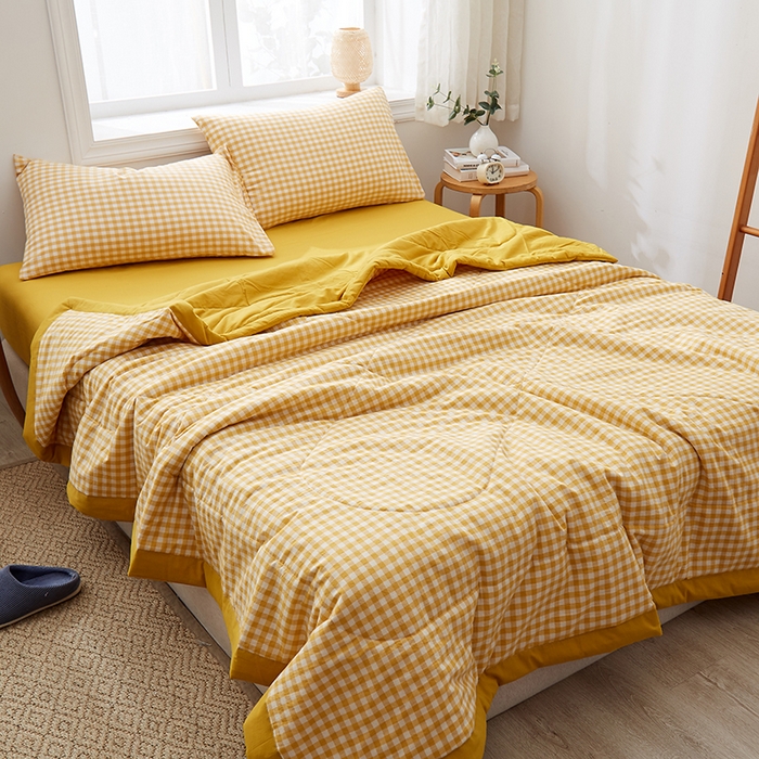 91家纺网 家纺一手货源 找家纺 格子铺 2026新款水洗棉格子系列棉花被夏被夏凉被空调被 桃生