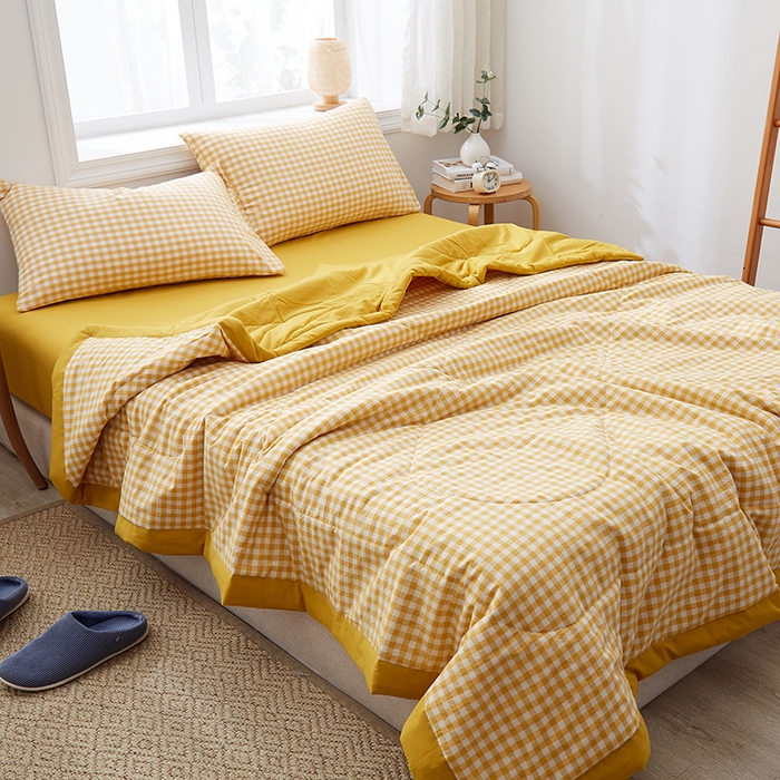 91家纺网 家纺一手货源 找家纺 格子铺 2026新款水洗棉格子系列棉花被夏被夏凉被空调被 桃生