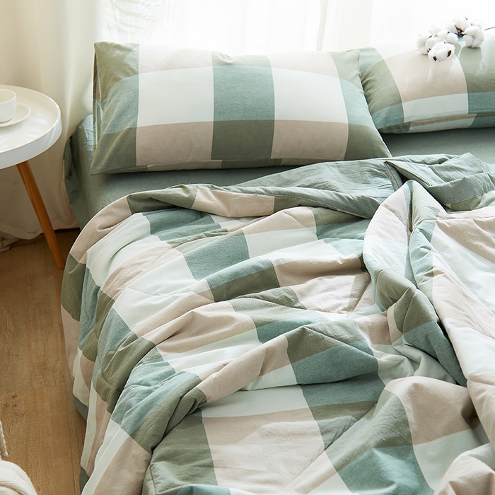 91家纺网 家纺一手货源 找家纺 格子铺 2026新款水洗棉格子系列棉花被夏被夏凉被空调被 浅草