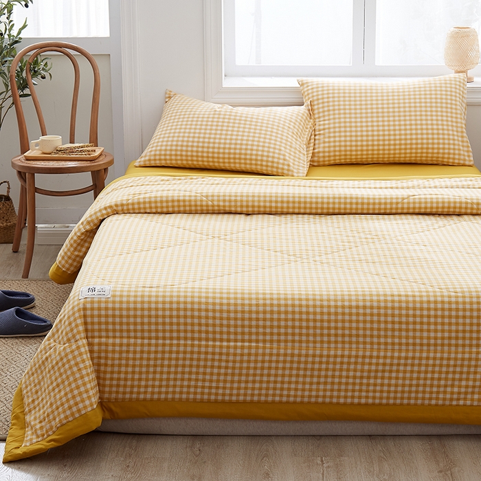 91家纺网 家纺一手货源 找家纺 格子铺 2026新款水洗棉格子系列棉花被夏被夏凉被空调被 桃生