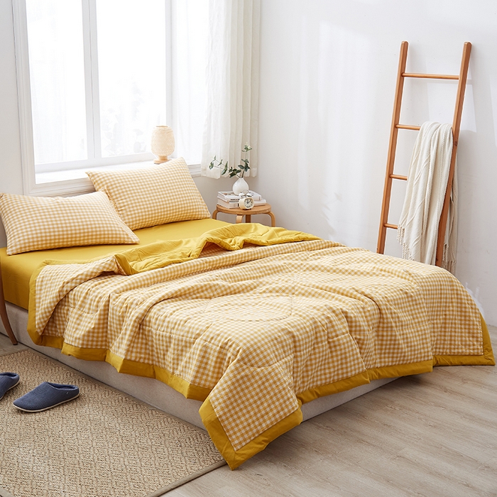 91家纺网 家纺一手货源 找家纺 格子铺 2026新款水洗棉格子系列棉花被夏被夏凉被空调被 桃生