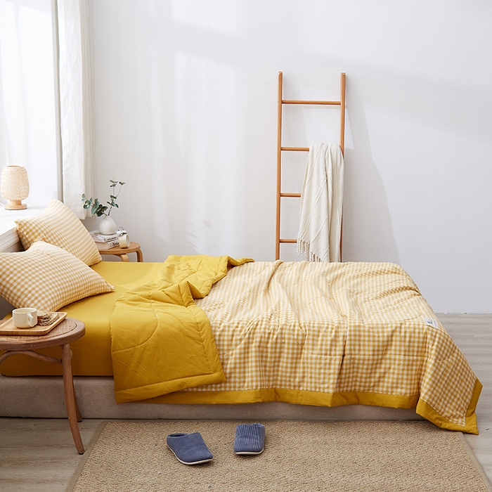 91家纺网 家纺一手货源 找家纺 格子铺 2026新款水洗棉格子系列棉花被夏被夏凉被空调被 桃生