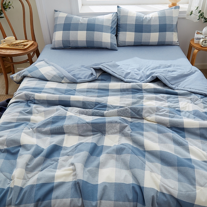 91家纺网 家纺一手货源 找家纺 格子铺 2026新款水洗棉格子系列棉花被夏被夏凉被空调被 秋月