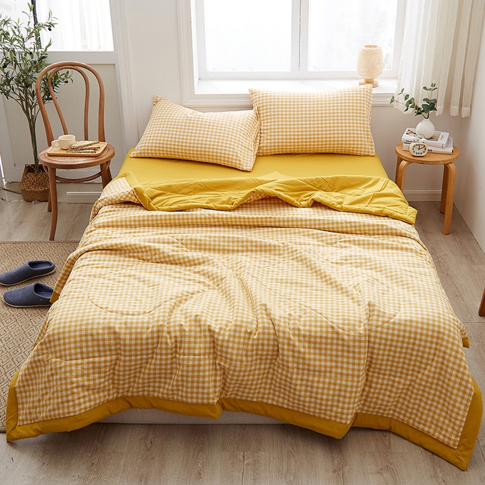 91家纺网 家纺一手货源 找家纺 格子铺 2026新款水洗棉格子系列棉花被夏被夏凉被空调被 桃生