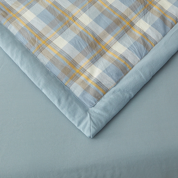 91家纺网 家纺一手货源 找家纺 格子铺 2026新款水洗棉格子系列棉花被夏被夏凉被空调被 简兮蓝
