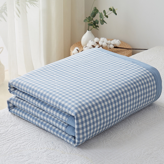 91家纺网 家纺一手货源 找家纺 格子铺 2026新款水洗棉格子系列棉花被夏被夏凉被空调被 欢乐