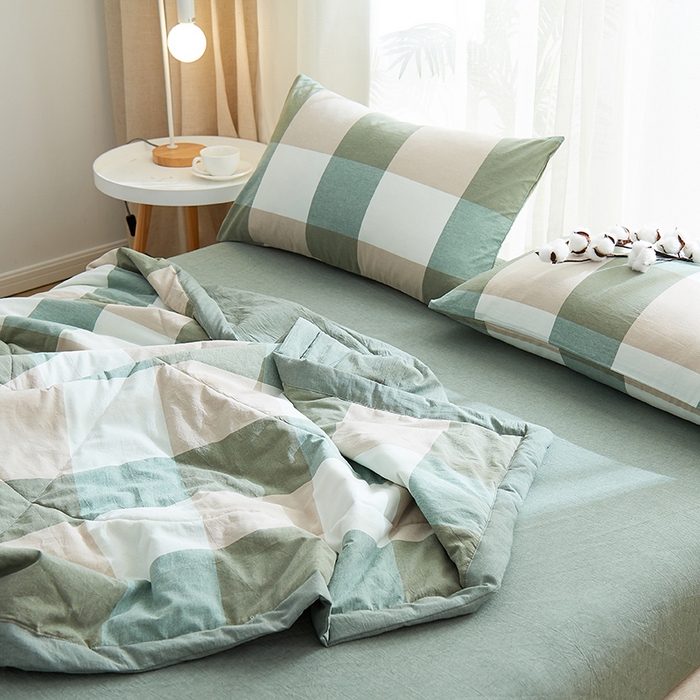 91家纺网 家纺一手货源 找家纺 格子铺 2026新款水洗棉格子系列棉花被夏被夏凉被空调被 浅草