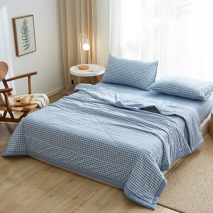 91家纺网 家纺一手货源 找家纺 格子铺 2026新款水洗棉格子系列棉花被夏被夏凉被空调被 欢乐