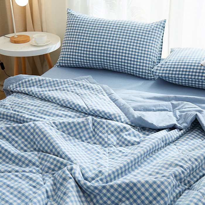 91家纺网 家纺一手货源 找家纺 格子铺 2026新款水洗棉格子系列棉花被夏被夏凉被空调被 欢乐