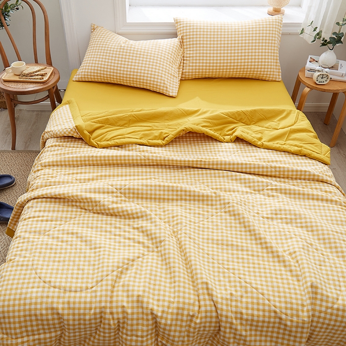 91家纺网 家纺一手货源 找家纺 格子铺 2026新款水洗棉格子系列棉花被夏被夏凉被空调被 桃生