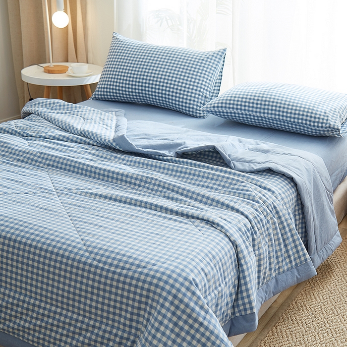 91家纺网 家纺一手货源 找家纺 格子铺 2026新款水洗棉格子系列棉花被夏被夏凉被空调被 欢乐