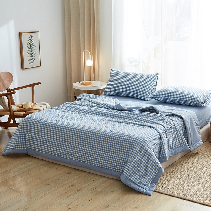 91家纺网 家纺一手货源 找家纺 格子铺 2026新款水洗棉格子系列棉花被夏被夏凉被空调被 欢乐