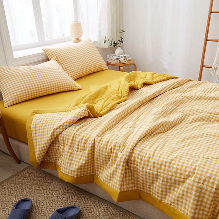 91家纺网 家纺一手货源 找家纺 格子铺 2026新款水洗棉格子系列棉花被夏被夏凉被空调被 桃生