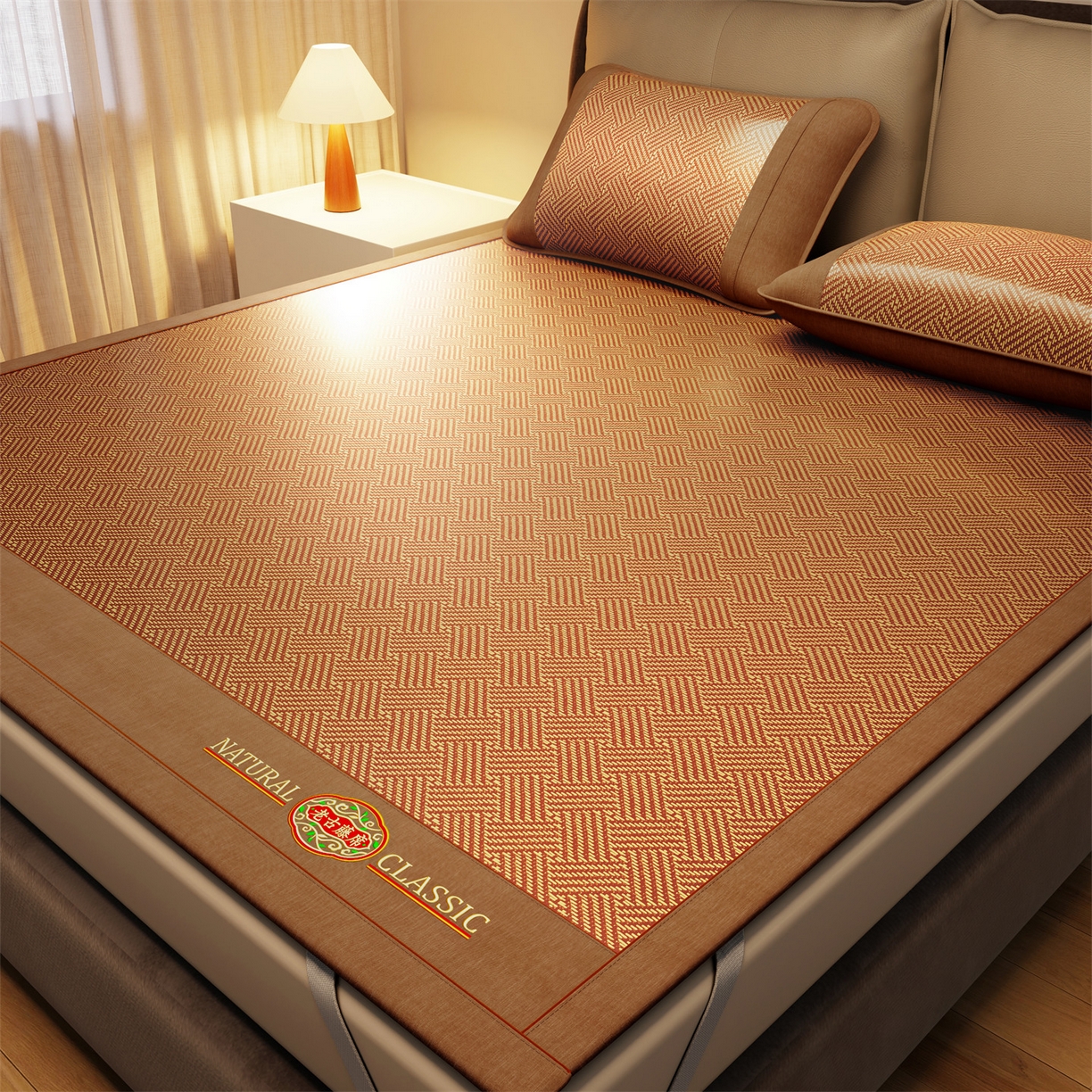 91家纺网 家纺一手货源 找家纺 绒艺席业 2026年新款加密双面古藤席 老古藤席