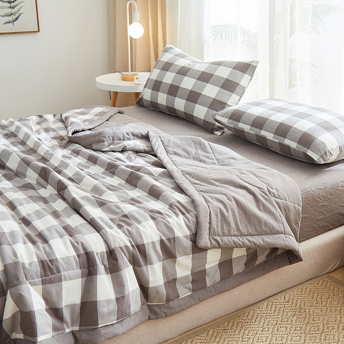91家纺网 家纺一手货源 找家纺 格子铺 2026新款水洗棉格子系列棉花被夏被夏凉被空调被 福山