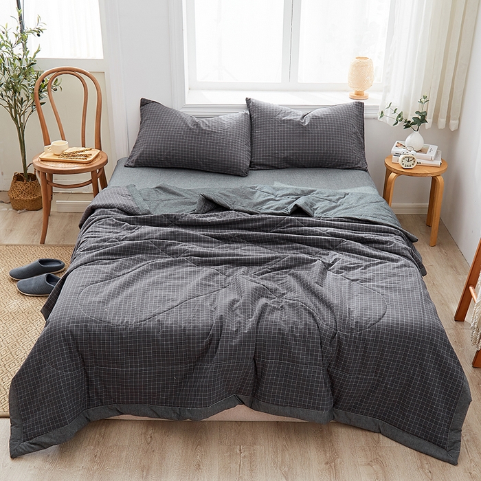 91家纺网 家纺一手货源 找家纺 格子铺 2026新款水洗棉格子系列棉花被夏被夏凉被空调被 夜明