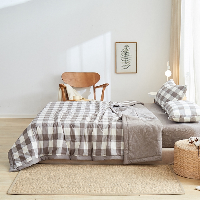 91家纺网 家纺一手货源 找家纺 格子铺 2026新款水洗棉格子系列棉花被夏被夏凉被空调被 福山