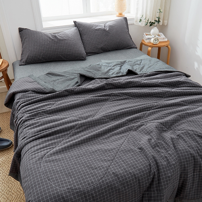 91家纺网 家纺一手货源 找家纺 格子铺 2026新款水洗棉格子系列棉花被夏被夏凉被空调被 夜明