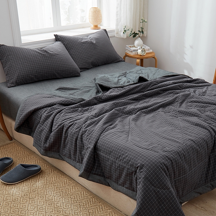 91家纺网 家纺一手货源 找家纺 格子铺 2026新款水洗棉格子系列棉花被夏被夏凉被空调被 夜明