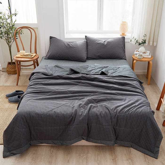 91家纺网 家纺一手货源 找家纺 格子铺 2026新款水洗棉格子系列棉花被夏被夏凉被空调被 夜明