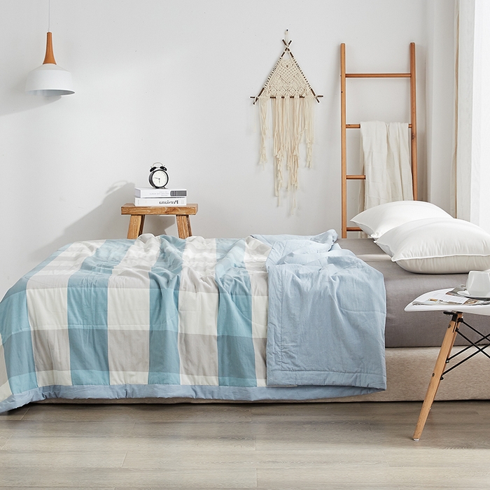 91家纺网 家纺一手货源 找家纺 格子铺 2026新款水洗棉格子系列棉花被夏被夏凉被空调被 雅致