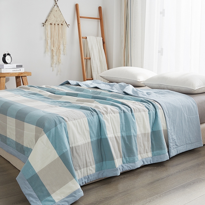 91家纺网 家纺一手货源 找家纺 格子铺 2026新款水洗棉格子系列棉花被夏被夏凉被空调被 雅致