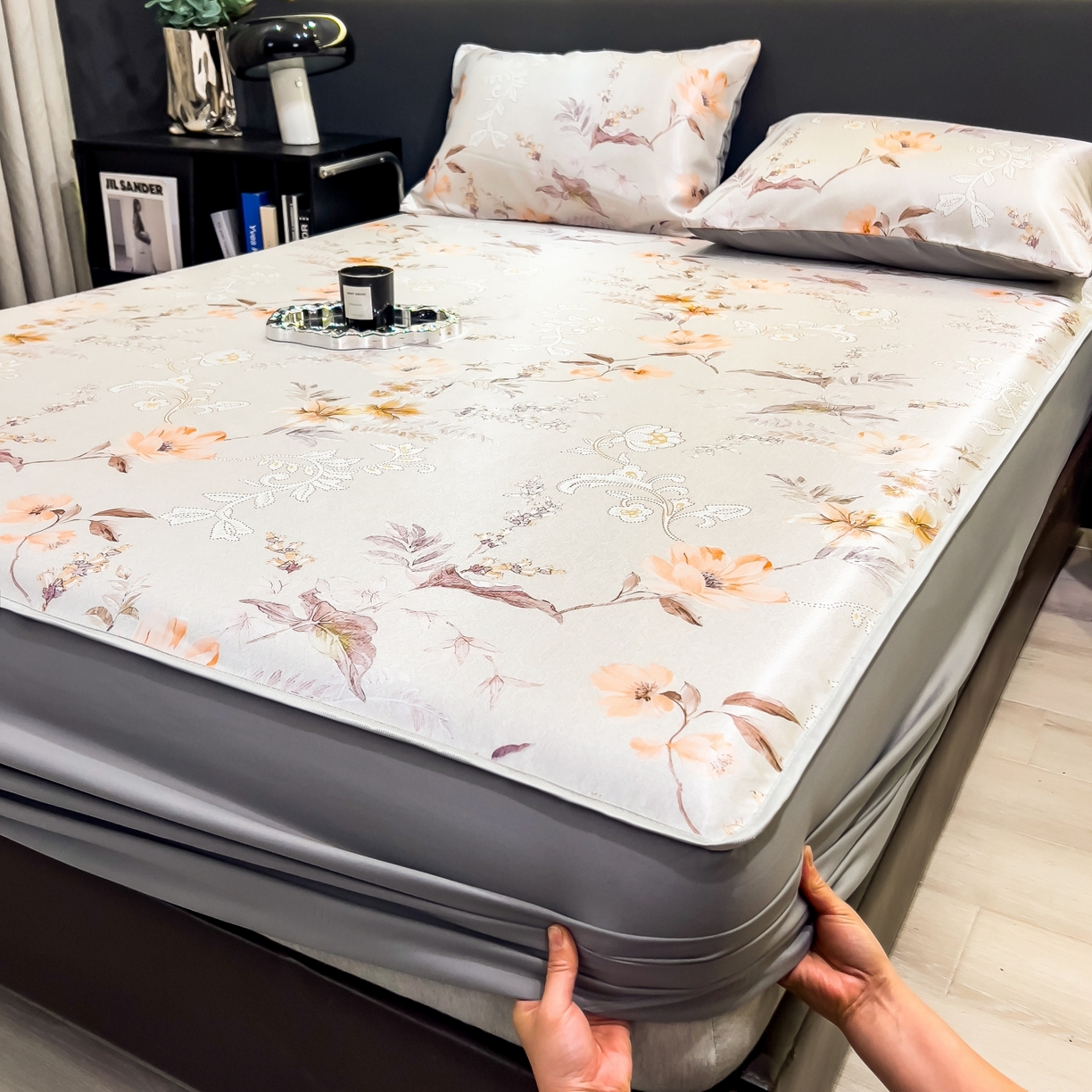 91家纺网 家纺一手货源 找家纺 许林家纺 2026新款数码印花超级凉感席床笠款 夏简