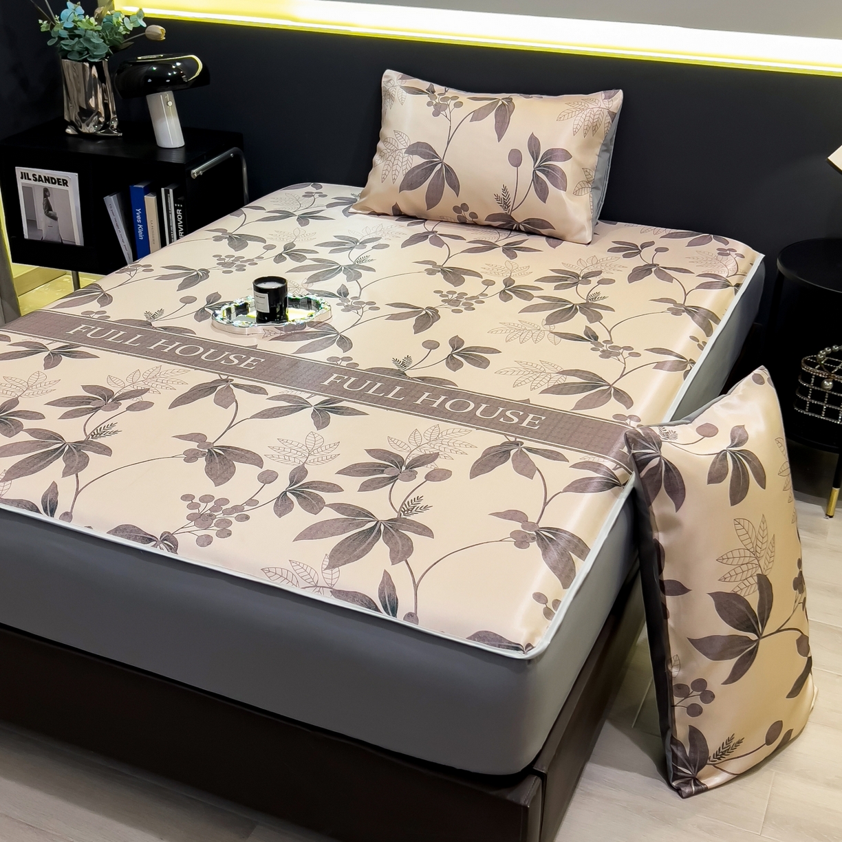 91家纺网 家纺一手货源 找家纺 许林家纺 2026新款数码印花超级凉感席床笠款 莼季