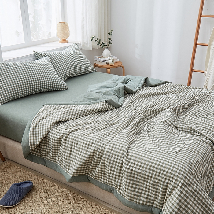 91家纺网 家纺一手货源 找家纺 格子铺 2026新款水洗棉格子系列棉花被夏被夏凉被空调被 上野