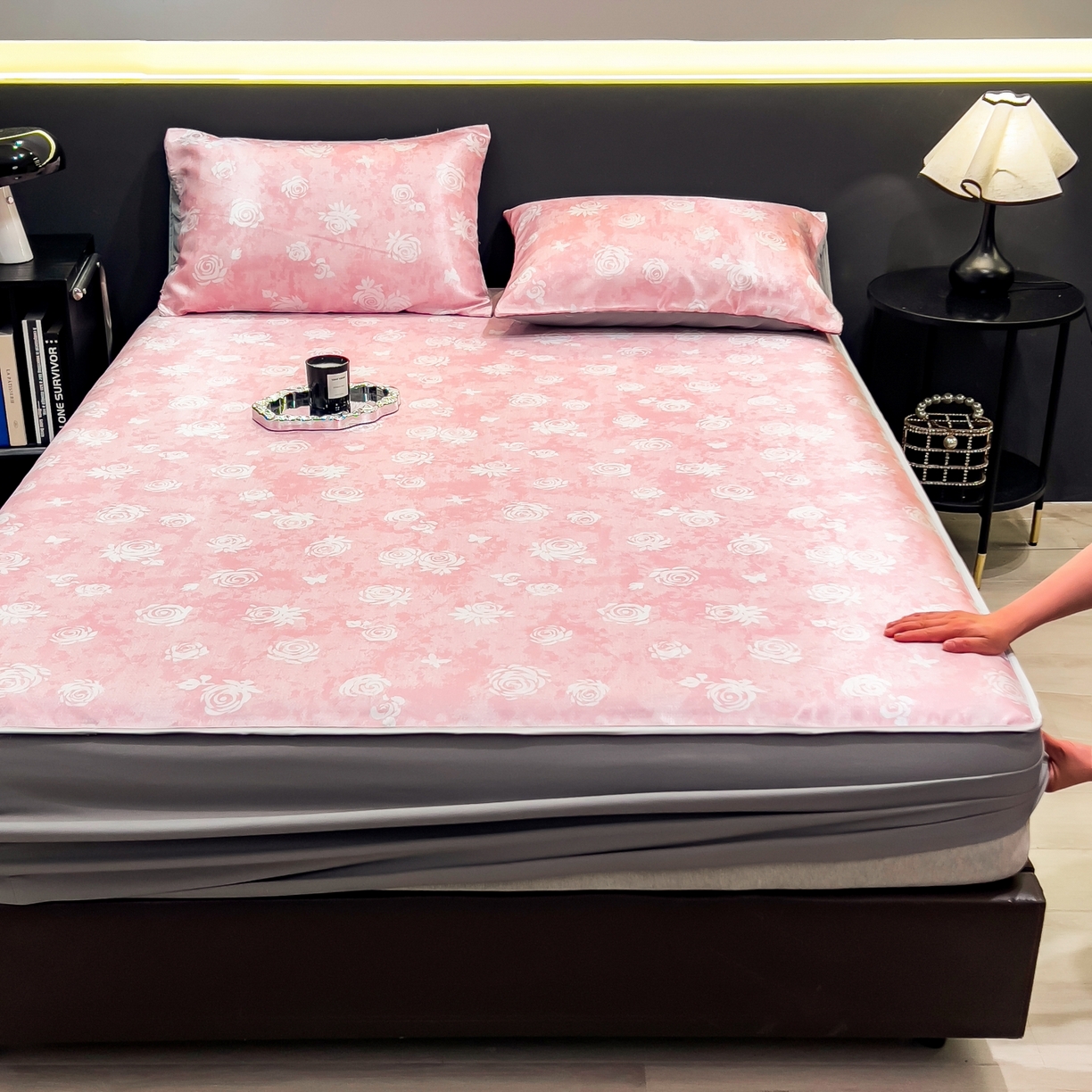 91家纺网 家纺一手货源 找家纺 许林家纺 2026新款数码印花超级凉感席床笠款 时见