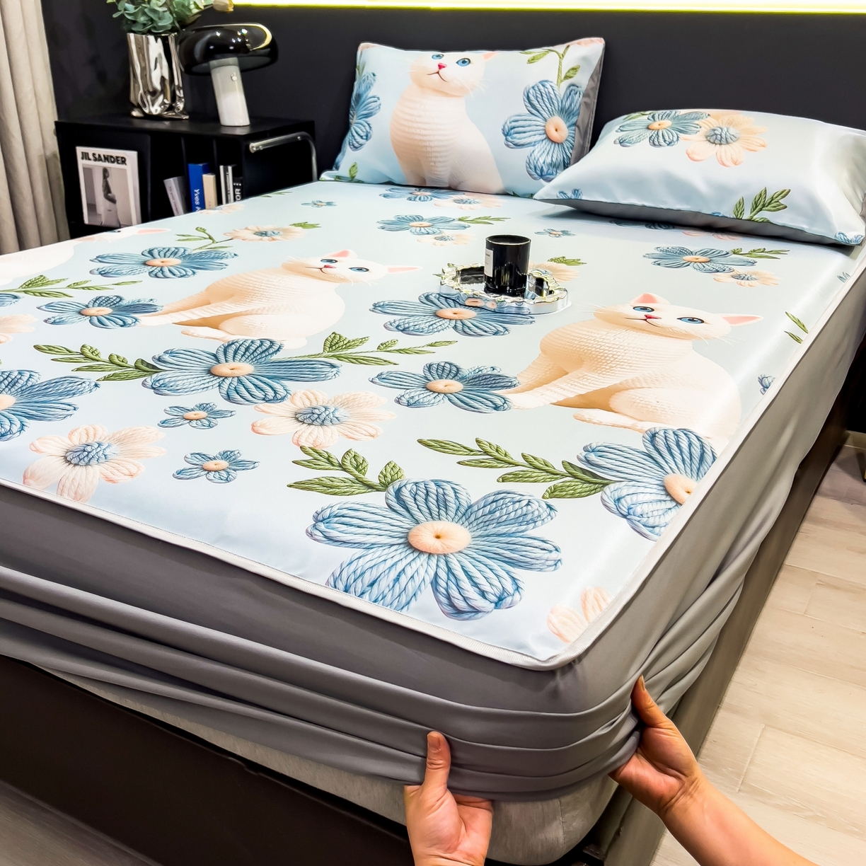 91家纺网 家纺一手货源 找家纺 许林家纺 2026新款数码印花超级凉感席床笠款 拾光者