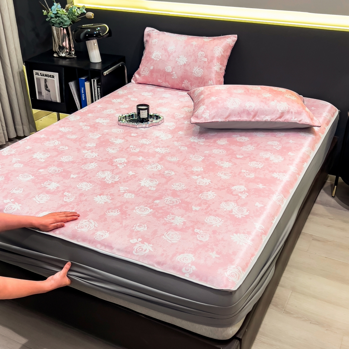 91家纺网 家纺一手货源 找家纺 许林家纺 2026新款数码印花超级凉感席床笠款 时见