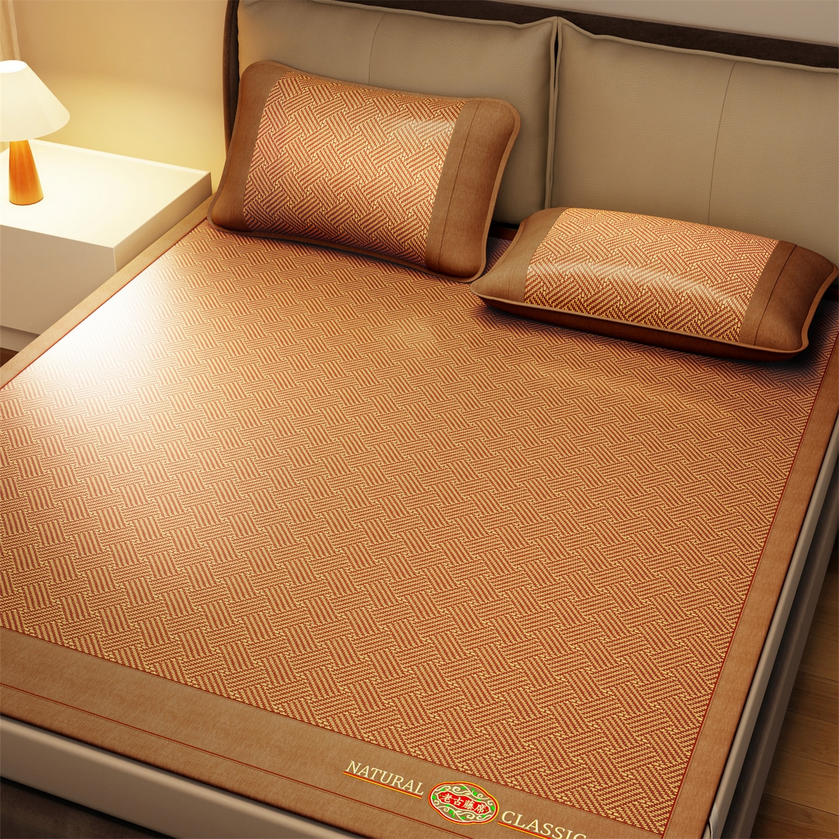 91家纺网 家纺一手货源 找家纺 绒艺席业 2026年新款加密双面古藤席 老古藤席