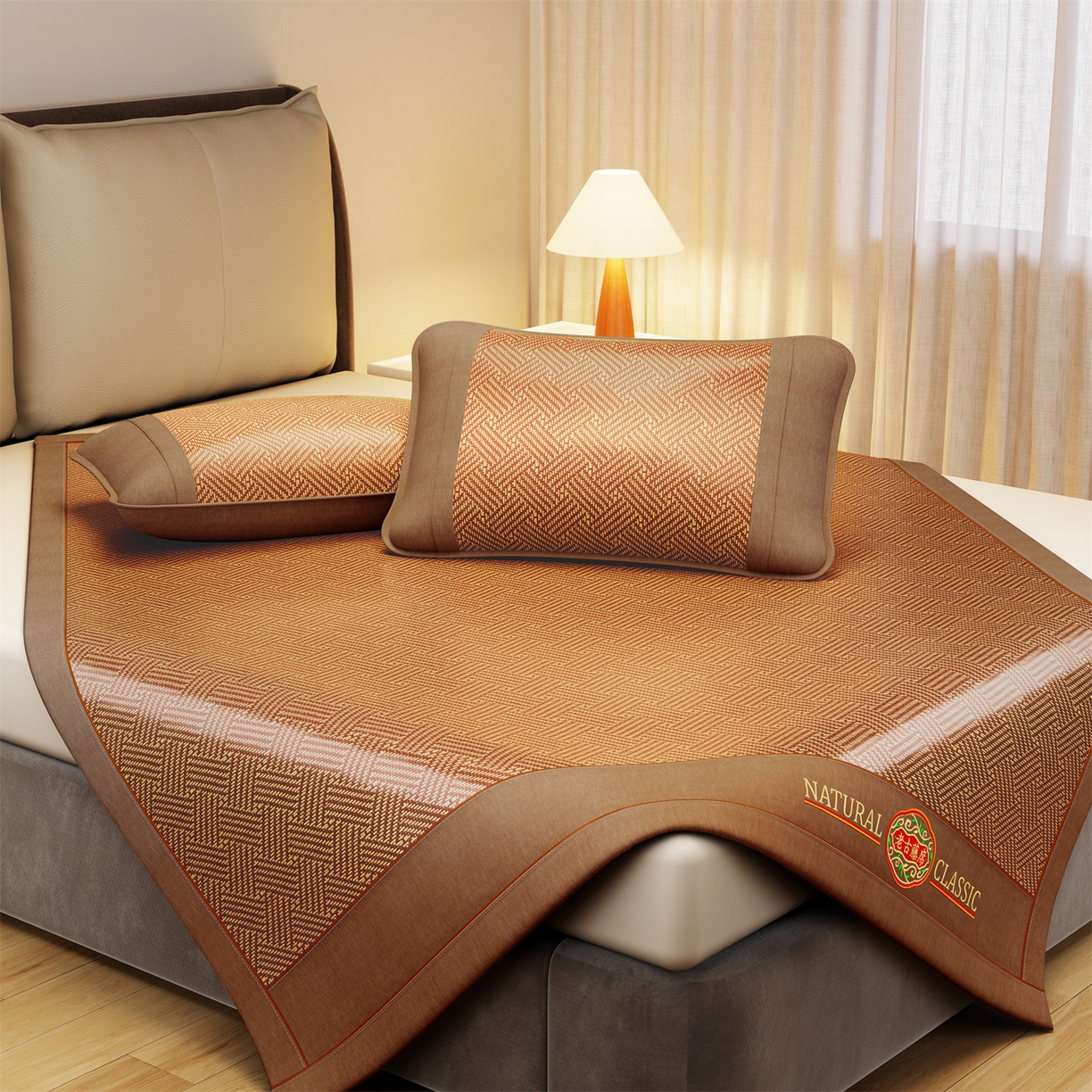 91家纺网 家纺一手货源 找家纺 绒艺席业 2026年新款加密双面古藤席 老古藤席