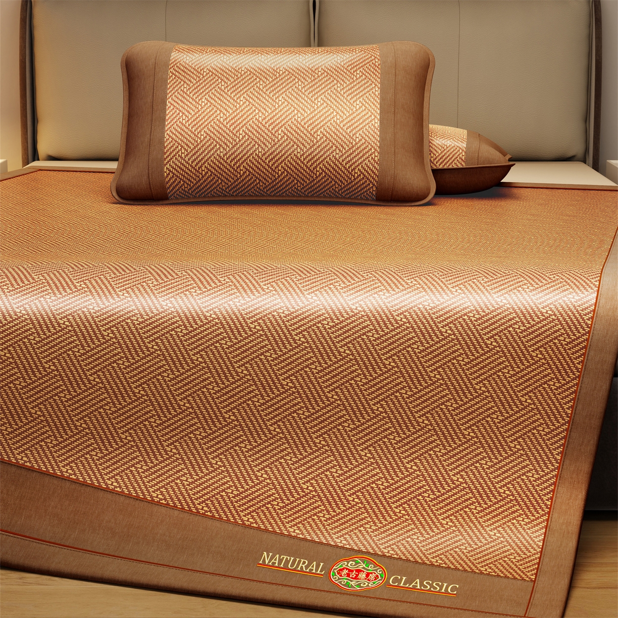 91家纺网 家纺一手货源 找家纺 绒艺席业 2026年新款加密双面古藤席 老古藤席